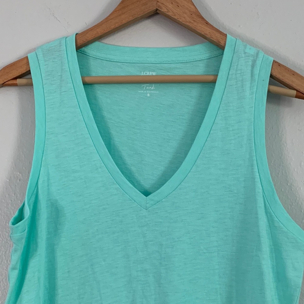 J.Crew Slub Cotton Tank Top Women’s Small Mint Green V-Neck Sleeveless - Picture 2 of 6